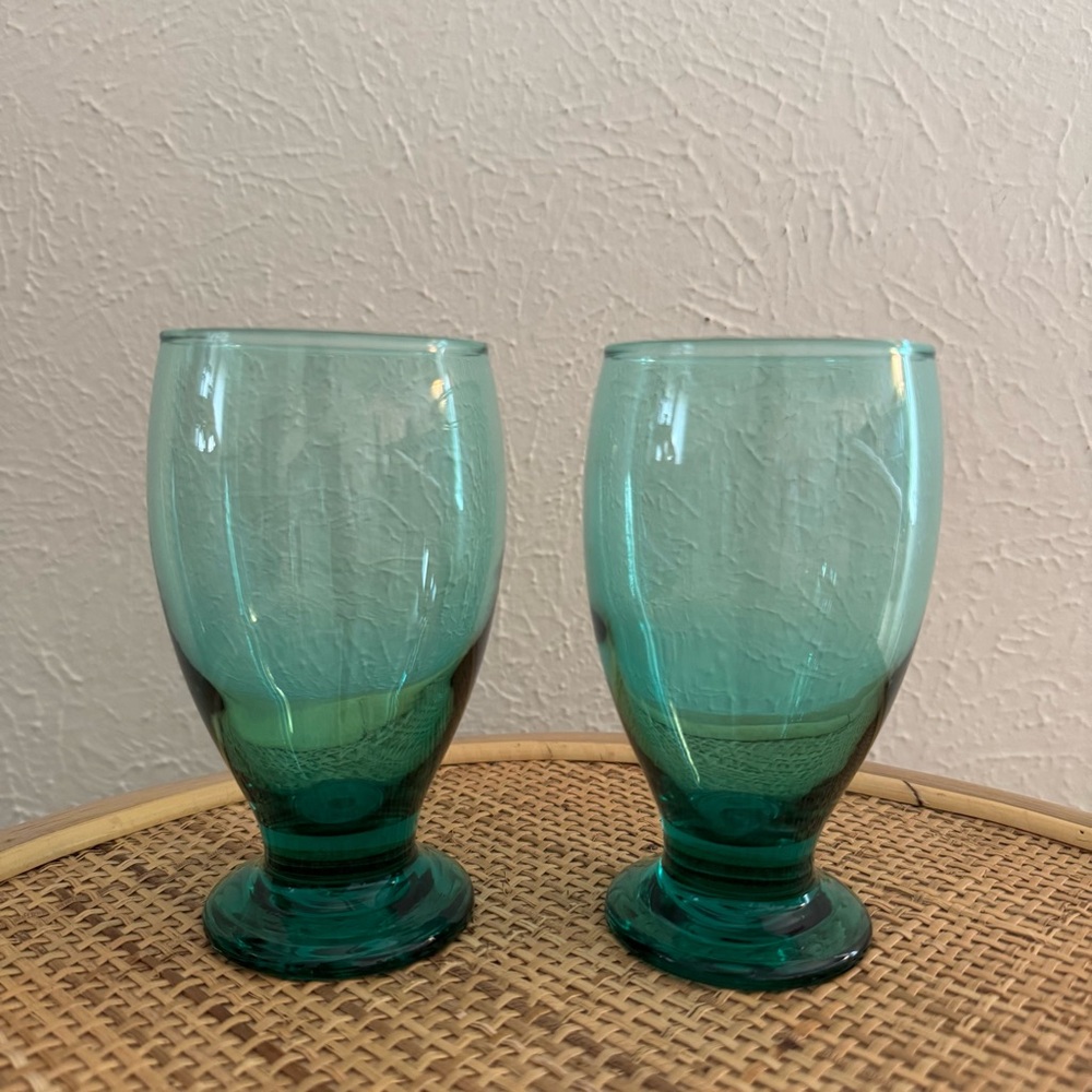 Set of Two Teal Footed Glasses